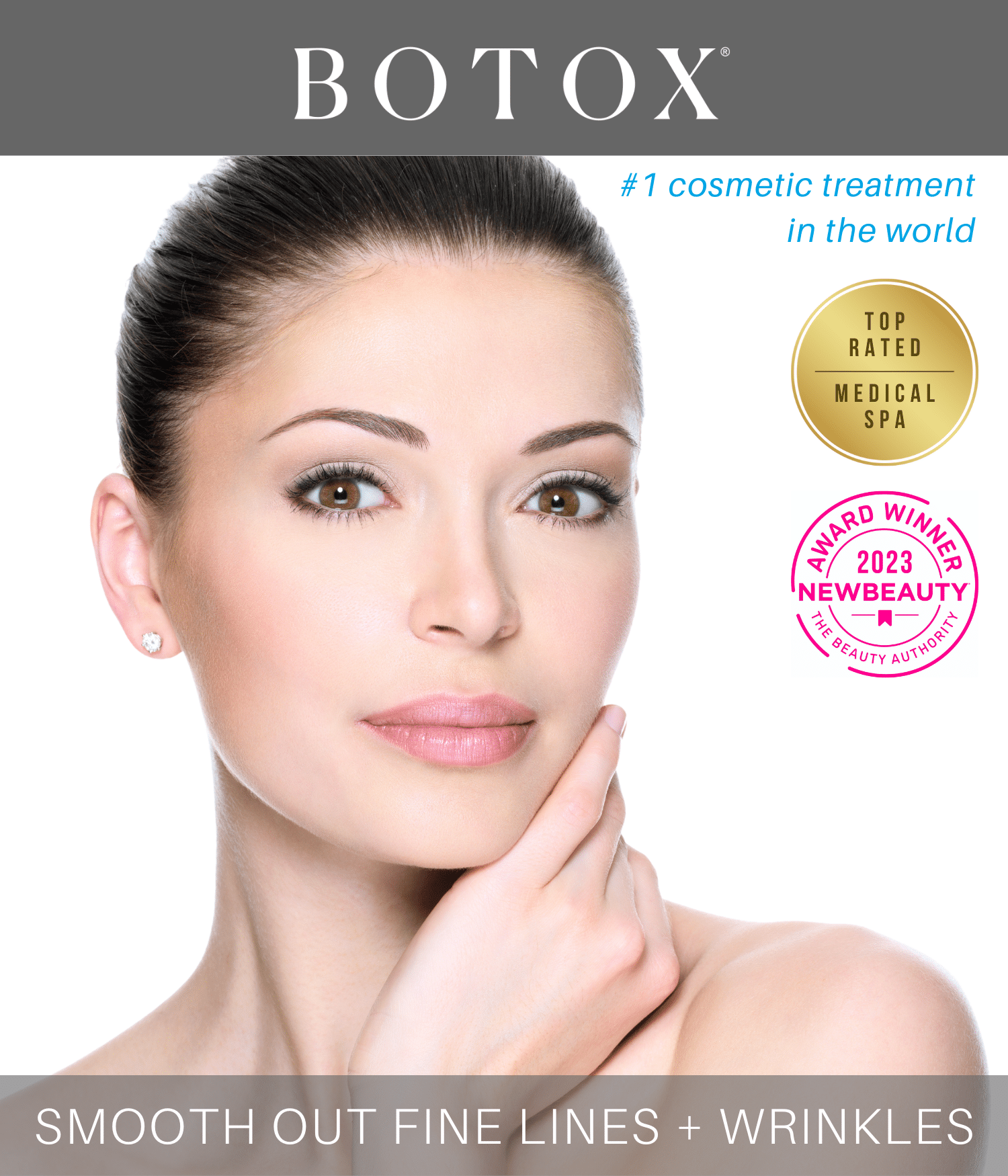 A stunning model is loving her face after receiving Botox treatment at Body Morph MD in Harrison and Yonkers, New York.