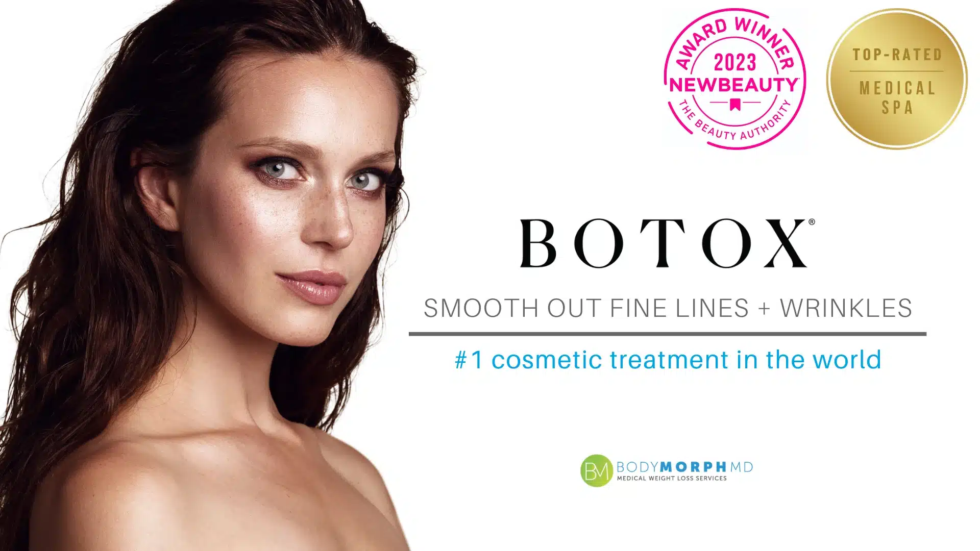 Woman with a pretty face promoting Botox injections in Naples, FL