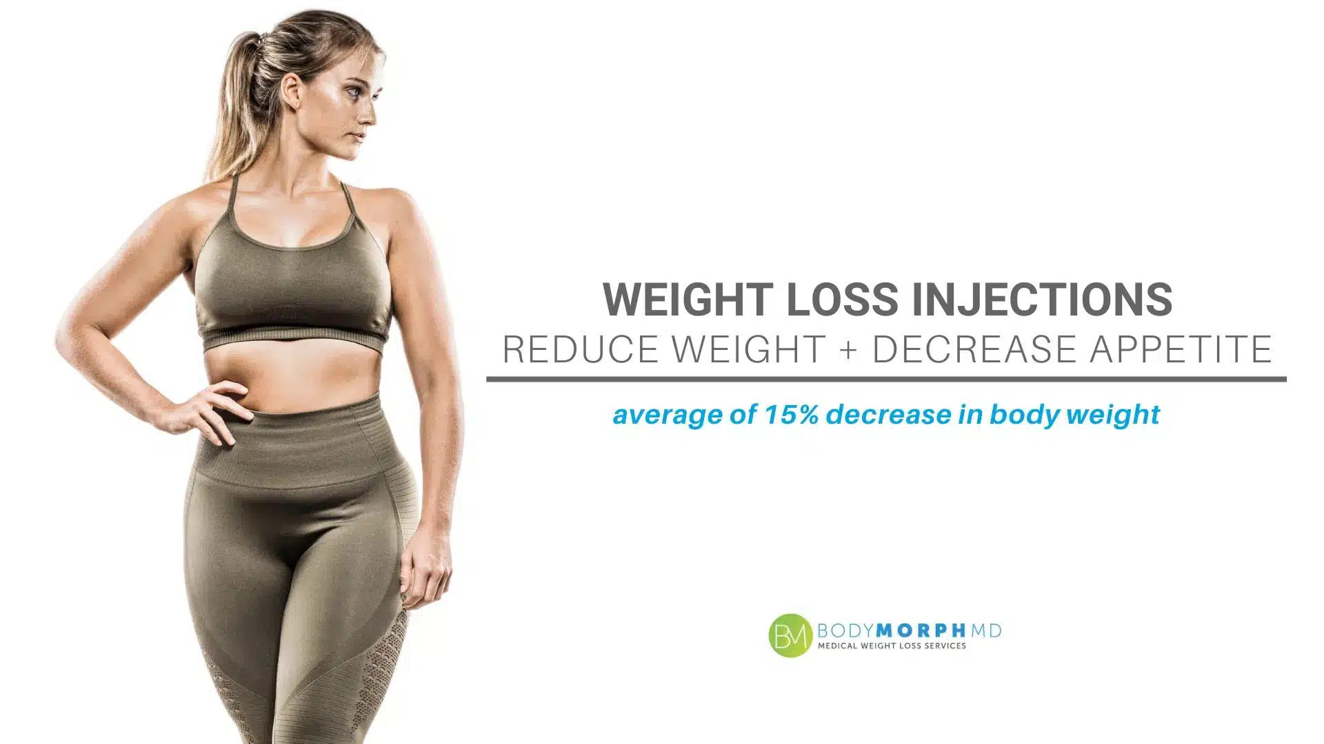 Body positive woman promoting Weight loss injections offered at Body Morph MD in Naples, FL