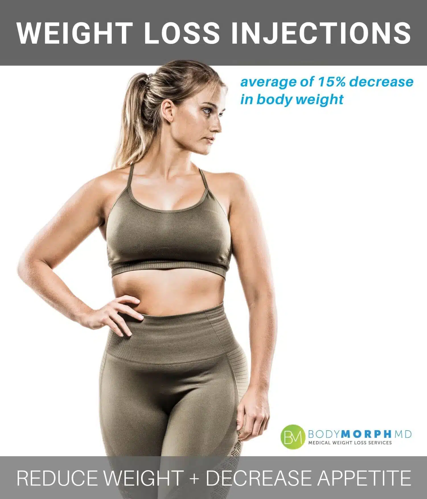 Curvy woman promoting Weight loss injections offered at Body Morph MD in Naples, FL